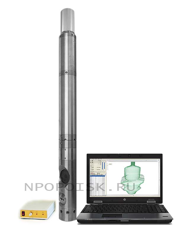 Локатор акустический ультразвуковой ЛАС Сканер-2000 погружной модуль прибор скважинный + наземный блок управления + Ноутбук с программой обработки данных исследования скважины